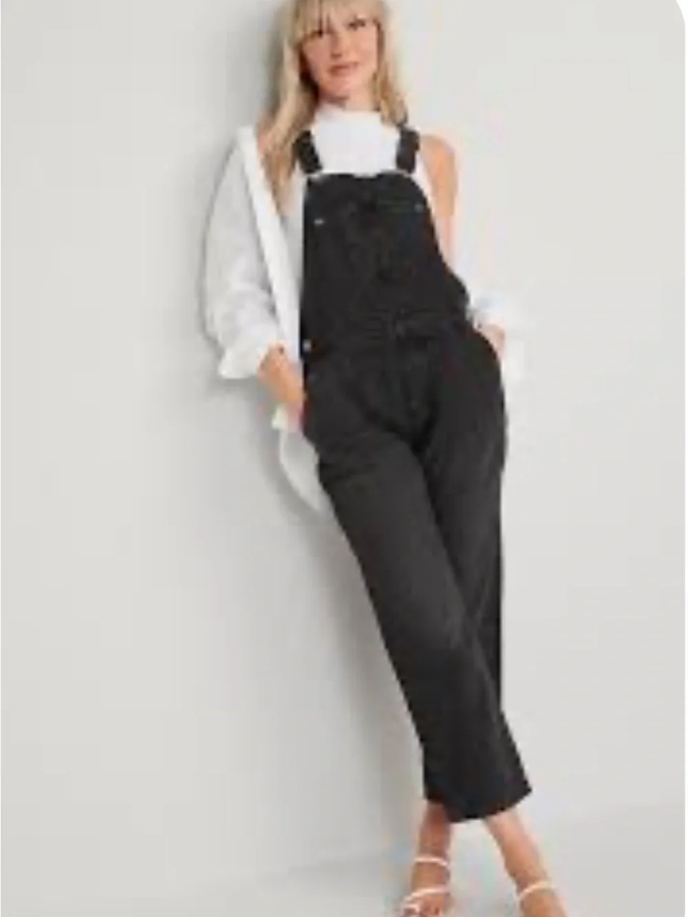 Women NEW 4 Black Overalls Old Navy Slouchy Straight Workwear Non Stretch Denim